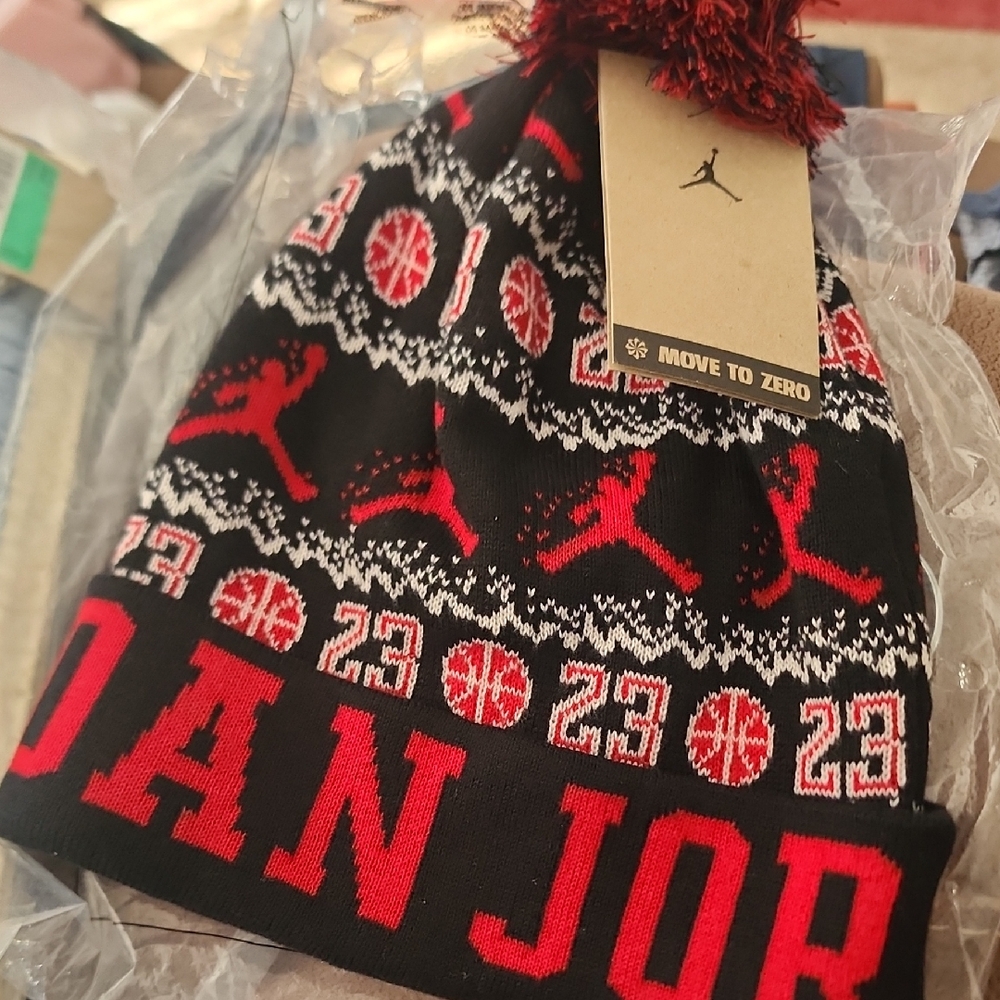 NWT Unisex Jordan Black and Red Beanie